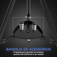 Outsunny Telescópio Refletor Abertura de 114 mm 16X-120X, 470 mm com Lente Barlow Tripé Ajustável 86x86x145 cm Azul Escuro e Preto(m-8)