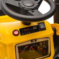 AIYAPLAY Escavatore per Bambini Elettrico 12V con Benna, Rimorchio e Telecomando, Età 3-8 Anni, Giallo(m-9)