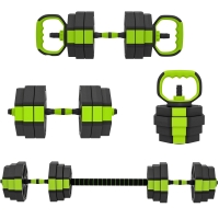 SPORTNOW Conjunto de Halteres Ajustáveis 4 em 1 25 kg Conjunto de Pesos Utilizado como Kettlebell Barra Halteres ou Suporte para Flexões Verde