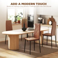 HOMCOM Set de 4 scaune de sufragerie cu spatar inalt, 41x50x97cm, maro(m-4)