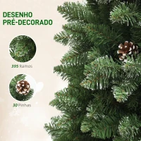 HOMCOM Árvore de Natal 150 cm Árvore de Natal Artificial com 395 Ramos e Suporte de Metal Árvore de Natal para Interior Verde(m-5)