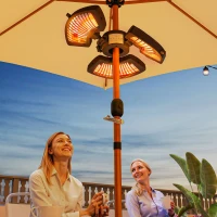 Outsunny Calefactor Eléctrico Exterior 2400W con 3 Niveles de Calor Protección Antivuelco para Sombrilla Terraza Ø55x8 cm Negro(m-2)