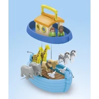 PLAYMOBIL Junior 71681 Arche de Noé transportable, 15 pieces, Comprend un bateau flottant et animaux, Des 1 an(m-5)
