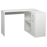 HOMCOM Birou de colț rotativ la 180°, birou pentru calculator, bibliotecă, sertar, dulap, loc de lucru, 117x82x74cm, alb