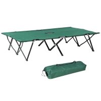 Outsunny Double Camping Cot Bed, with Bag - Green(m-11)
