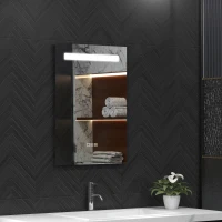 HOMCOM Oglindă de baie cu lumină LED 70x50 cm cu 3 culori de lumină, funcție anti-aburire, funcție memorie, IP44(m-5)