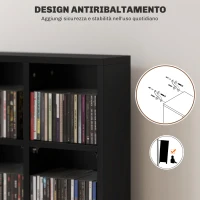 HOMCOM Mobile Porta CD con Ripiani Regolabili per 456 CD o 336 DVD, 24 Scomparti, 89x20x130.5 cm, Nero(m-6)