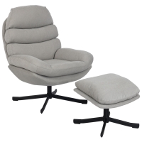 HOMCOM Relaxfauteuil met hocker stoel loungestoel met chenille-stof, moderne tv-fauteuil, 78 x 93 x 100 cm, lichtgrijs