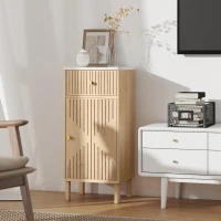 HOMCOM Mobilier de baie, corp de depozitare cu blat cu efect marmură și ușă canelată, sertar 36 x 30 x 80 cm, stejar(m-5)