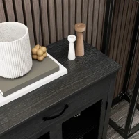 HOMCOM Bufet jos mobilier de depozitare 4 uși cu polițe reglabile și 2 sertare stil industrial 150 x 40 x 85 cm negru(m-5)