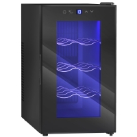HOMCOM Vinoteca 8 Botellas con Doble Refrigeración Termoeléctrica Temperatura Ajustable 8-18℃ Puerta de Vidrio Negro