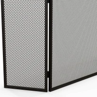 HOMCOM Paravan pliabil pentru șemineu, 3 panouri, ecran pentru șemineu cu structură din oțel 96x62 cm Negru(m-4)