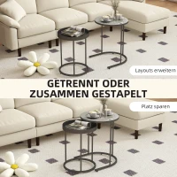 HOMCOM Zestaw 2 stolików do salonu, wsuwane, design tacki, metal, szary(m-4)