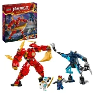 LEGO 71808 NINJAGO Le Robot Élémentaire du Feu de Kai, Jouet Ninja avec Figurine Personnalisable Plus Minifigurines Kai et Zane(m-1)