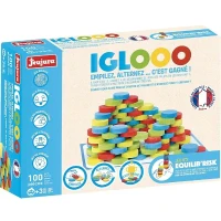 Iglooo 100 Pieces - JEUJURA - Jeu d'Adresse et de Logique avec Palets et Tapis, Regles des Jeux Incluses(m-2)