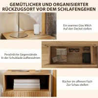 HOMCOM stolik nocny, bezuchwytowy design, otwarta półka, szuflada, montaż ścienny, jasnobrązowy(m-4)