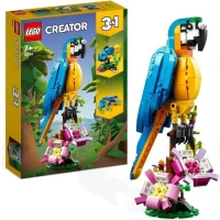 LEGO Creator 3-en-1 31136 Le Perroquet Exotique, Figurines Animaux de la Jungle, avec Grenouille et Poisson(m-1)