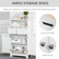 kleankin Free Standing Bathroom Cabinet, Floor Storage Cupboard with 2 Drawers Adjustable Shelf, White(m-5)