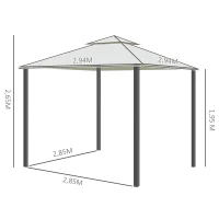 Outsunny Tonnlle de jardin barnum pavillion de jardin 3 x 3 double toit avec moustiquaires amovibles imperméable crème(m-3)
