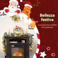 HOMCOM Ghirlanda Natalizia Ø25x180 cm con 50 Luci LED, Bacche e Pigne, in Plastica e Metallo, Verde e Bianco(m-4)