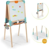 Smoby - Tableau en bois double face - Ardoise craie et Blanche magnétique - Pliable et hauteur ajustable - 80 accessoires - Dés 3ans(m-2)