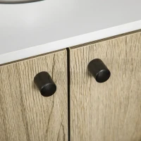 kleankin Dulap sub lavoar, mobilier de baie cu 2 uși, picioare din oțel, 60 x 30 x 60 cm, alb și lemn natural(m-5)