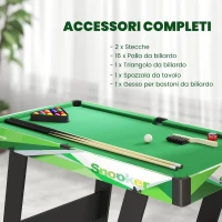 SPORTNOW Tavolo da Biliardo Pieghevole con Stecche, Palle e Triangolo per Adulti e Bambini da 12 Anni, 104x55.5x68 cm(m-5)