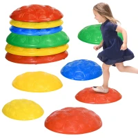 ZONEKIZ Set de 6 Piese Pietre de Echilibru Stivuibile cu Bază Antiderapantă pentru Antrenarea Echilibrului Multicolor(m-7)