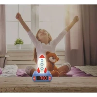 Réveil veilleuse digital LEXIBOOK - Fusée - 3D lumineux et sonore - Bleu, blanc et rouge - Enfant(m-3)