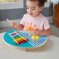 Fisher-Price-Table musicale en bois avec instruments de percussion HXT91(m-2)