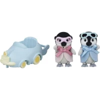 Poupée - SYLVANIAN FAMILIES - Les jumeaux Pingouin - Voiture et lunettes - Articulés(m-4)