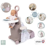Valise Nurserie 3 en 1 - Baby Nurse - Pour Poupons jusqu'a 42cm - Beige/Rose/Blanc(m-3)