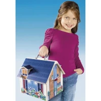 PLAYMOBIL 70985 Maison Transportable Bleue, 3 personnages, Accessoires inclus, 70985, Dollhouse, La maison traditionnelle(m-4)