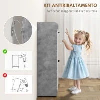 HOMCOM Scarpiera Slim con 2 Cassetti Ribaltabili e 3 Vani Aperti, Capacità 15 Scarpe, 83x24x90.5 cm, Grigio(m-7)