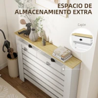 HOMCOM Cubre Radiadores de MDF con 2 Cajones Cubierta para Radiador para Salón Dormitorio Pasillo 111x19x95,5 cm Blanco(m-6)