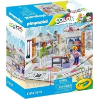 PLAYMOBIL Color 71514 Salon de toilettage, Crayons Crayola pour dessiner sur les personnages, 61 pieces, Des 5 ans(m-1)
