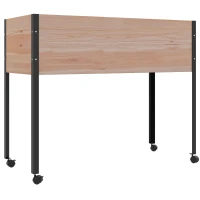 Outsunny Fioriera da Giardino con Fori di Drenaggio e 4 Ruote, in Legno di Abete e Acciaio, 99x42x81 cm(m-1)