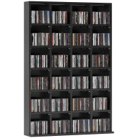 HOMCOM Mobile Porta CD con Ripiani Regolabili per 456 CD o 336 DVD, 24 Scomparti, 89x20x130.5 cm, Nero(m-11)