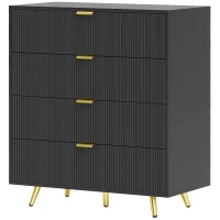 HOMCOM Elegant Four-Drawer Bedside Table - Black(m-11)