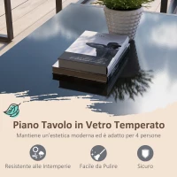 Outsunny Set da giardino 4 pezzi 4 persone con divano a 2 posti, 2 poltrone e 1 tavolino grigio(m-5)