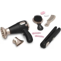 Smoby - My Beauty Hair Set - Set de Coiffure Enfant - Lisseur et Seche-Cheveux Factices - Fonctions Electroniques - 320144(m-1)