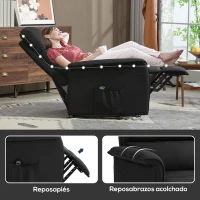 HOMCOM Sillón Relax Reclinable Eléctrico Levanta Personas con Mando a Distancia y Bolsillo Lateral Tapizado en Lino Negro(m-8)