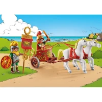 PLAYMOBIL 71543 Char romain et chevaux, Astérix, Personnage de la BD, Avec 2 personnages dont Brutus, 31 pieces, Des 5 ans(m-2)