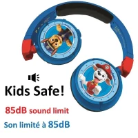 PAT' PATROUILLE - Casque 2 en 1 Bluetooth - Filaire confortable et pliable pour enfants avec limitation de son - LEXIBOOK(m-2)