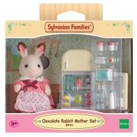 SYLVANIAN FAMILIES - 5014 - Set Maman Lapin Chocolat et Réfrigérateur avec Accessoires - Pour Enfants des 3 Ans(m-3)