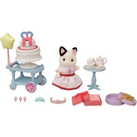 Figurines miniatures - SYLVANIAN FAMILIES - 5646 - La fille Chat bicolore et son goûter d'anniversaire(m-6)