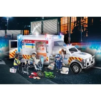 PLAYMOBIL 70936 Ambulance américaine avec secouristes et blessé, City Action, Les Secouristes(m-5)