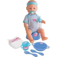 Poupon NEW BORN BABY Bleu 43cm - Boit et Fait Pipi - SILVERTORN(m-1)