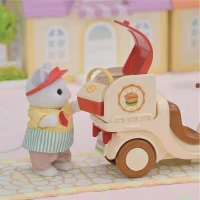 Jeu de Restauration - SYLVANIAN FAMILIES - Stand de Hamburgers - Papa Chat Latté et Scooter(m-5)