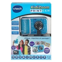 VTech KidiZoom Print Cam Bleu, Appareil photo enfant a impression instantanée, photo, selfie, vidéo, écran couleur, filtres et Effet(m-3)